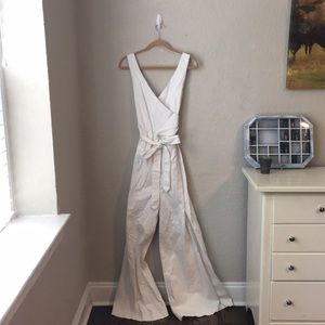 Anthropologie white denim jumpsuit